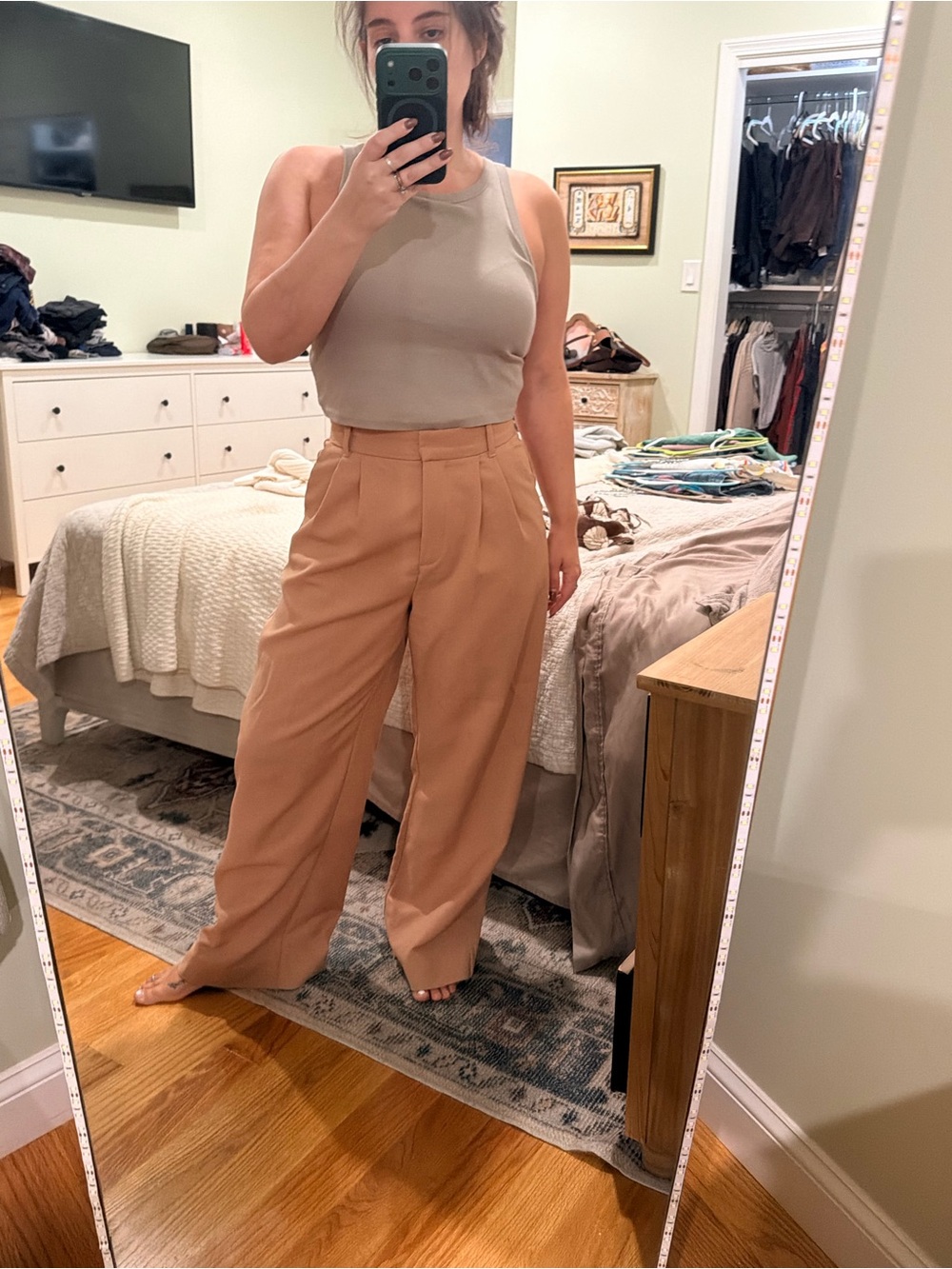 High-Waist Wide Leg Trousers in Camel